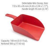 Detectable Square Scoops (Pack of 5) - Mini: 100 ml (3.51 fl oz) - Red
